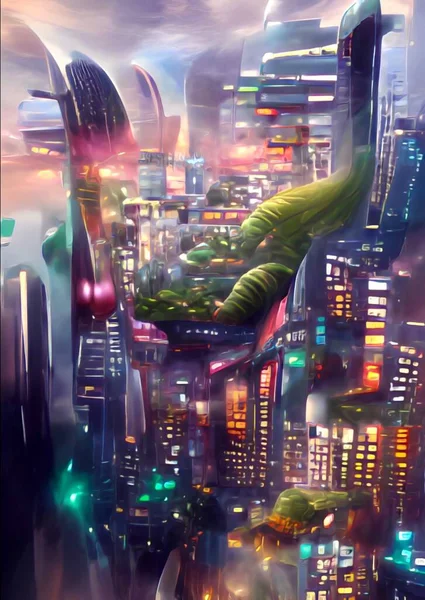 Art Color Night Cityscape Background — Stockfoto