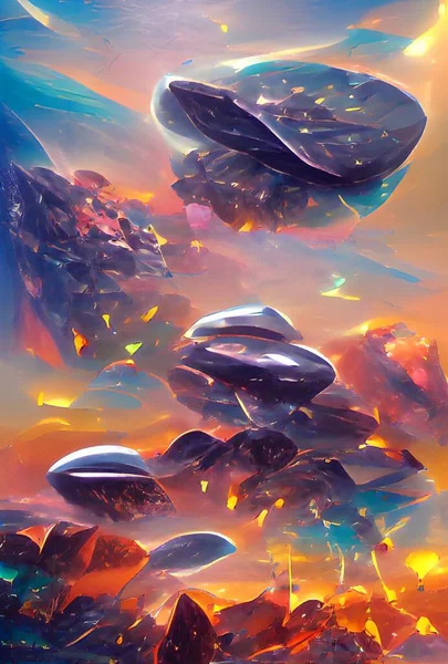 Art Color Alien Planet Flying Space — Stockfoto