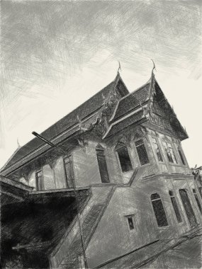 black and white of temple background