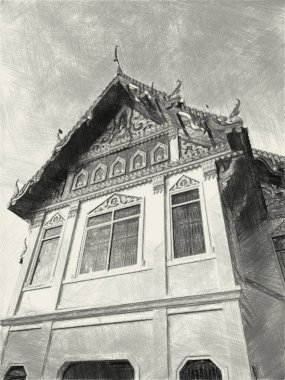 black and white of temple background