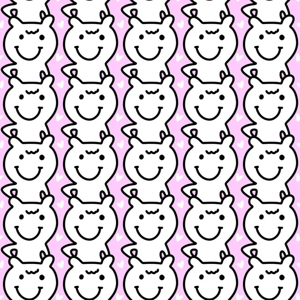 Seamless Pattern Cute Cartoon Faces —  Fotos de Stock