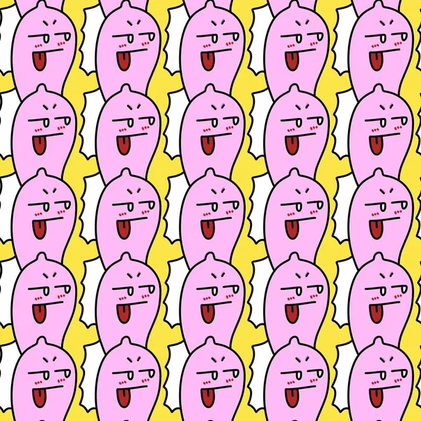 Seamless Pattern Cute Condom Cartoon — Stock Photo, Image