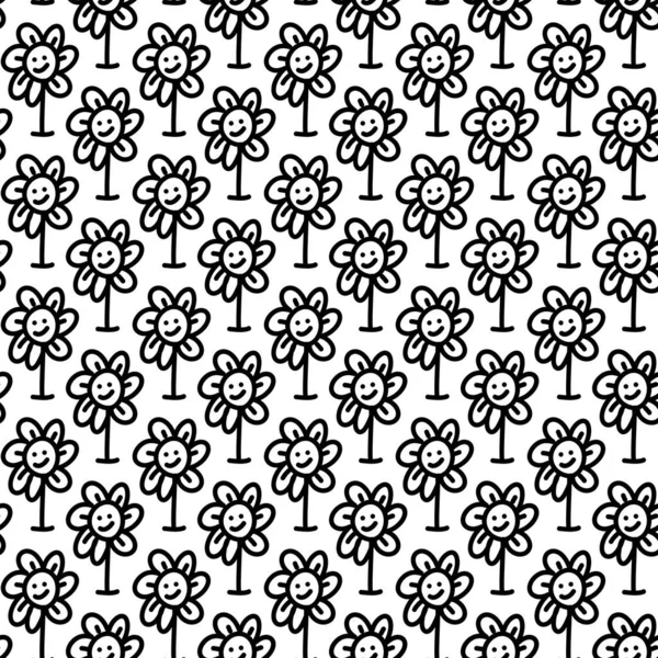 Black White Abstract Seamless Pattern Floral Elements — Zdjęcie stockowe