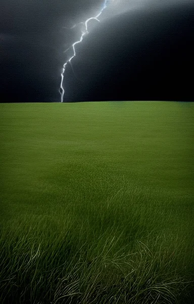Art Color Green Grass Rain Storm Illustration — 스톡 사진
