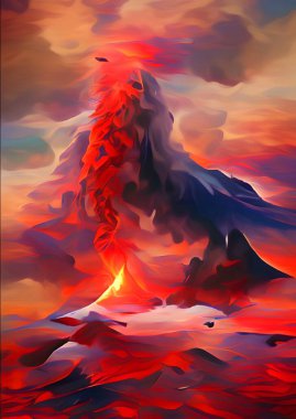art color of volcano eruption background