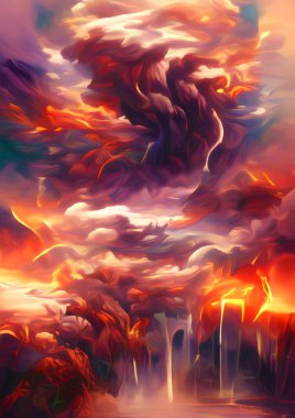 art color of volcano eruption background