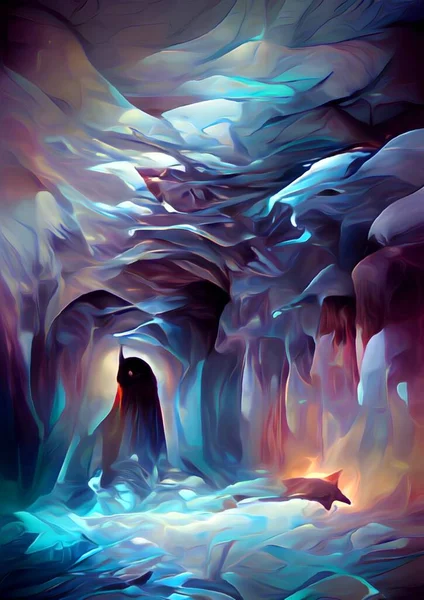 Art Color Ice Cave Background — Stock Photo, Image