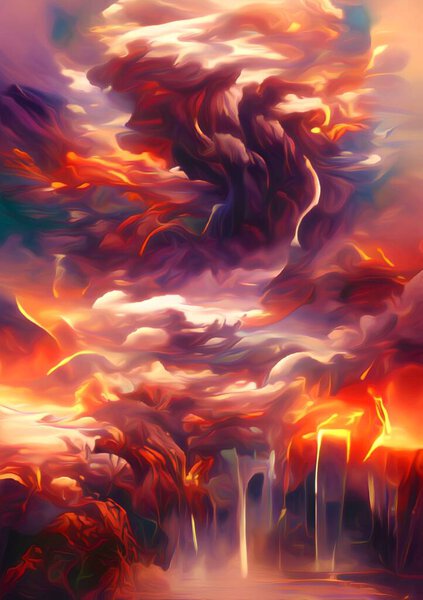 Art color of volcano eruption background