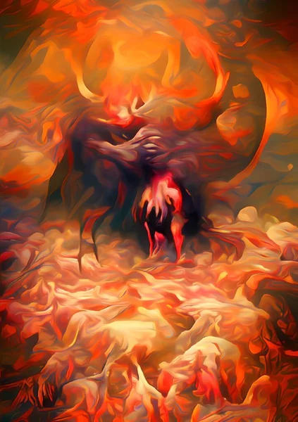 Color Del Arte Fuego Monstruo Infierno —  Fotos de Stock