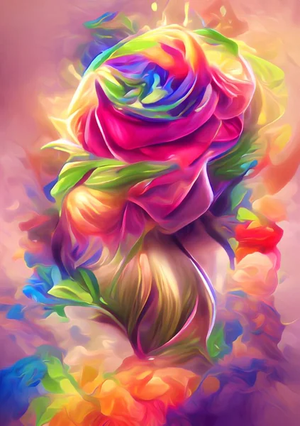 Umělecká Barva Krásné Růže Květiny — Stock fotografie