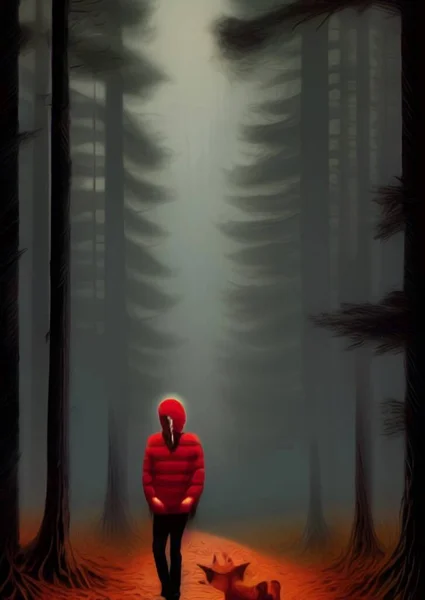森の中の男のアートカラー — ストック写真