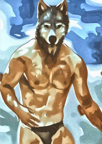 art color of wolf man background