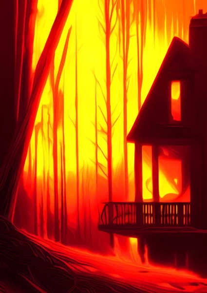 Art Color Fire Burning Home — Stock fotografie