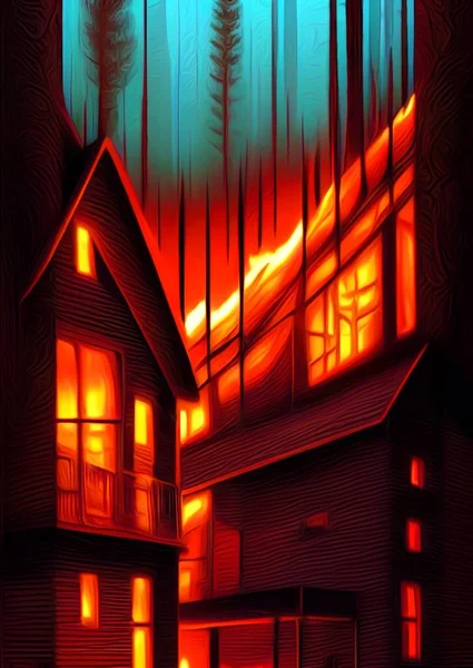 Art Color Fire Burning Home — Foto de Stock