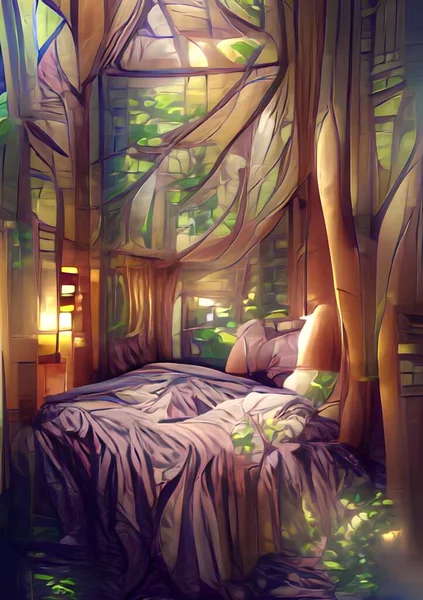 Art Color Bedroom Forest — Foto de Stock