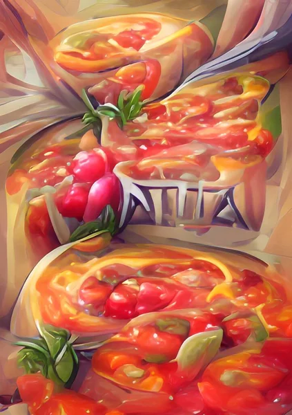 Arte Colore Pomodoro Pizza Sfondo — Foto Stock