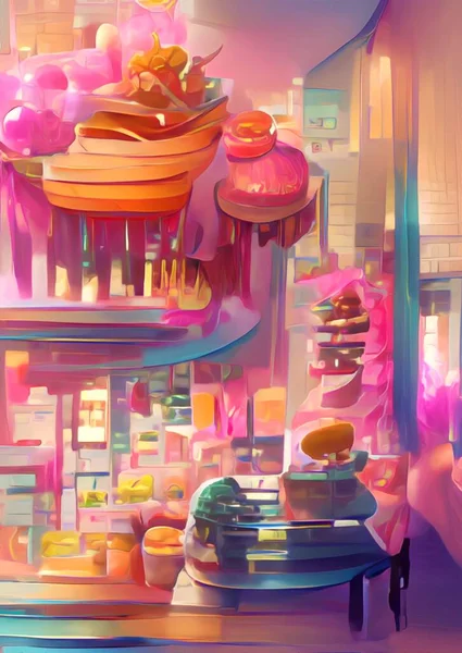 Art Color Food Shop Background — 图库照片