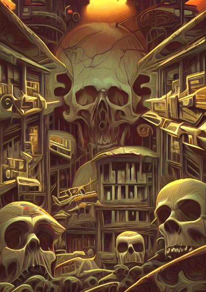 Abstract Background Skull Town — Stock Photo, Image