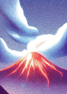 art color of volcano background