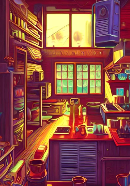Kunst Farbe Der Küche Zimmer — Stockfoto
