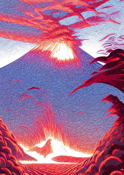 Art Color Volcano Eruption — ストック写真