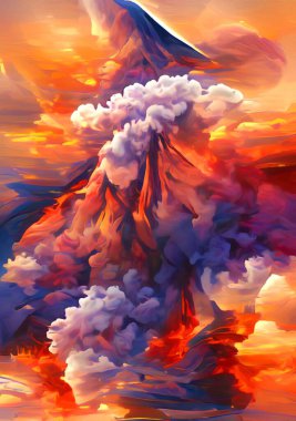 art color of volcano eruption background
