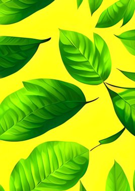 Sarı arkaplanda yeşil yaprak
