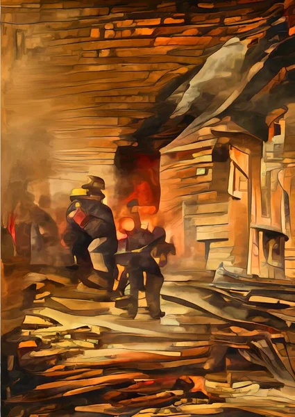 Art Color Firefighter Fire Place — Stock Photo, Image