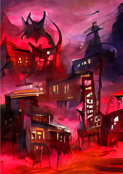 Art Color Evil Town Background — 스톡 사진