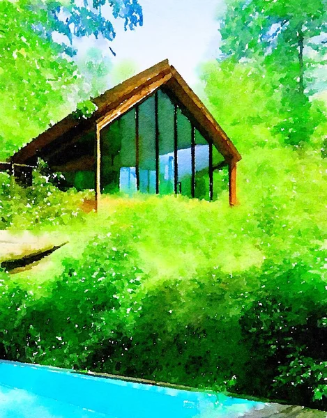art color of home in forest
