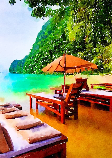 Kunst Farbe Des Resorts Auf Der Insel — Stockfoto
