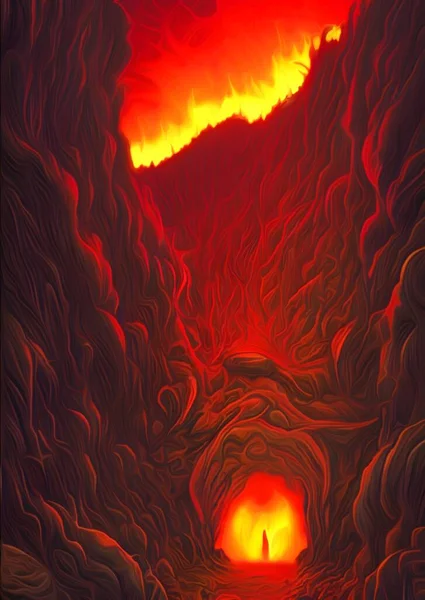 红色地狱背景的艺术色彩 — 图库照片