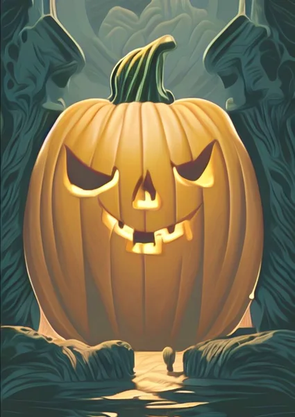 Umění Halloween Dýně Vzor Pozadí — Stock fotografie