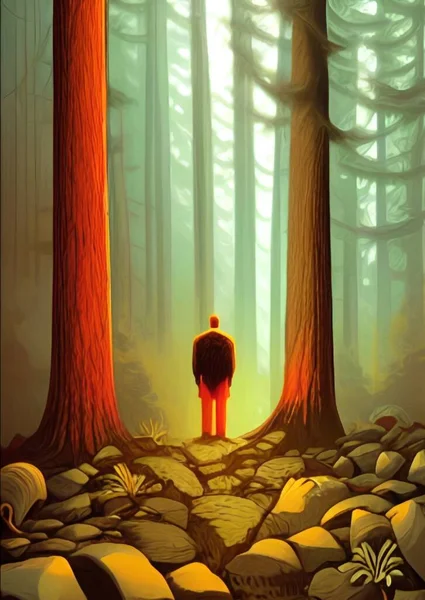 森の中の男のアートカラー — ストック写真