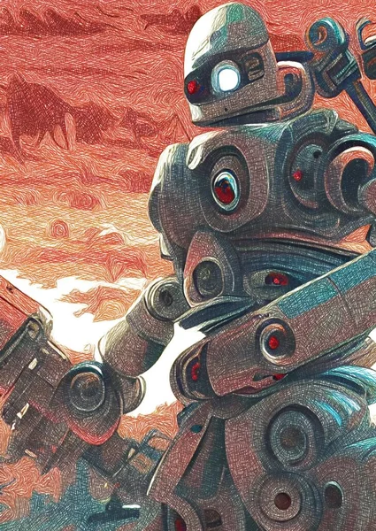 Sztuka Kolor Kreskówki Robota — Zdjęcie stockowe