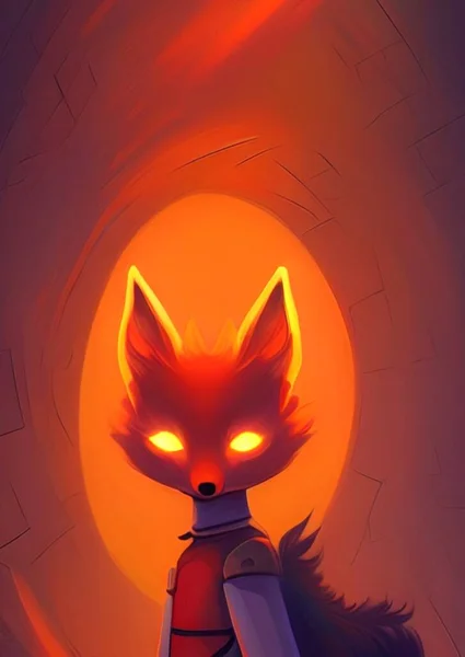 Sztuka Kolor Cute Fox Kreskówki — Zdjęcie stockowe