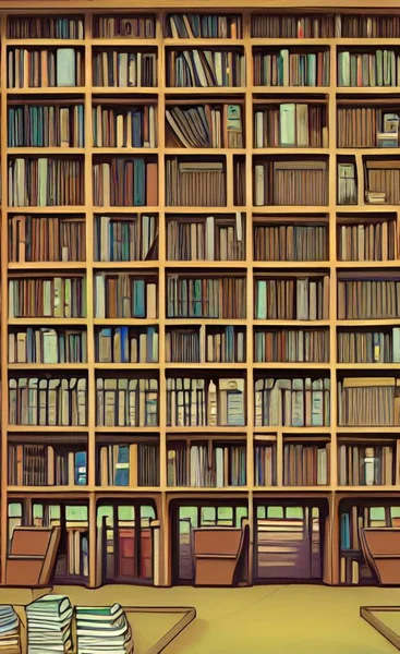 Konst Färg Bibliotek Rum Tecknad — Stockfoto