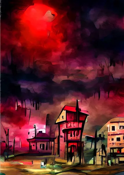 Art Color Evil Town Background — Zdjęcie stockowe