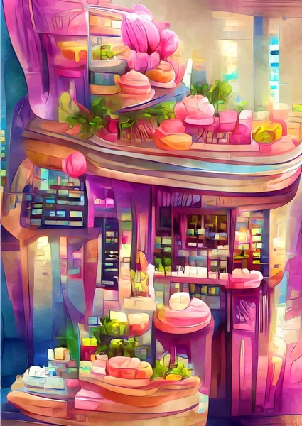 Color Del Arte Fondo Tienda Pastel — Foto de Stock