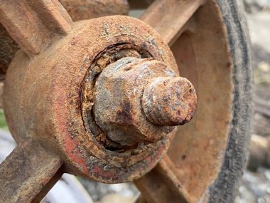 close up old rusty metal wheel 