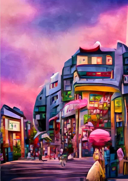 Şehir Arkaplanının Sanat Rengi — Stok fotoğraf