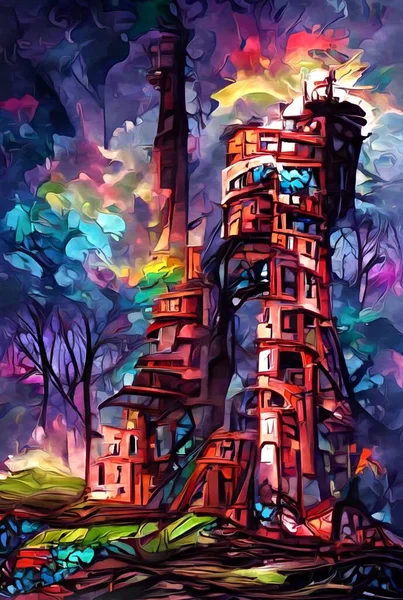 Color Arte Hermoso Fondo Torre — Foto de Stock