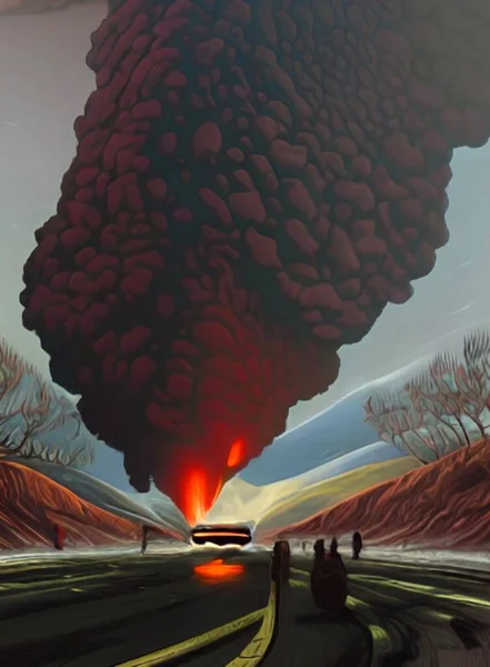 Art Color Volcano Eruption Background — Fotografia de Stock