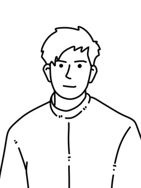 Siyah ve beyaz renkli yakışıklı adam çizgi filmi.