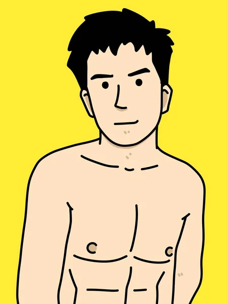Roztomilý Muž Karikatura Žlutém Pozadí — Stock fotografie