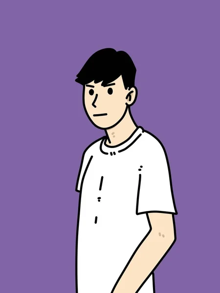 Carino Uomo Cartone Animato Sfondo Viola — Foto Stock