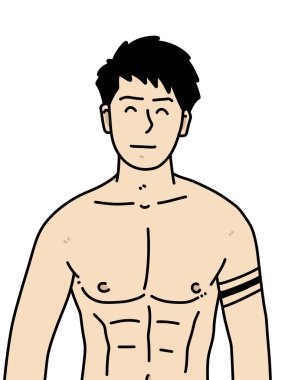 Beyaz arka planda sevimli bir adam çizgi filmi