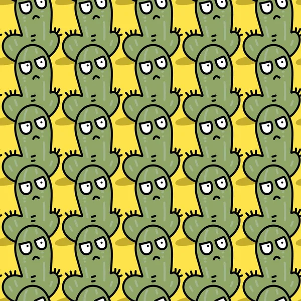 Patrón Sin Costuras Dibujos Animados Cactus Lindo —  Fotos de Stock