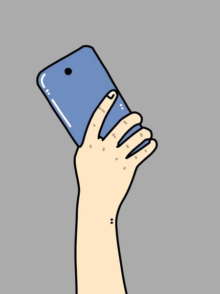 Mão Segurando Smartphone Com Telefone Móvel — Fotografia de Stock