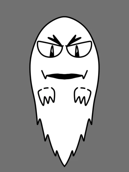 Cute Ghost Cartoon Gray Background — Stock Photo, Image